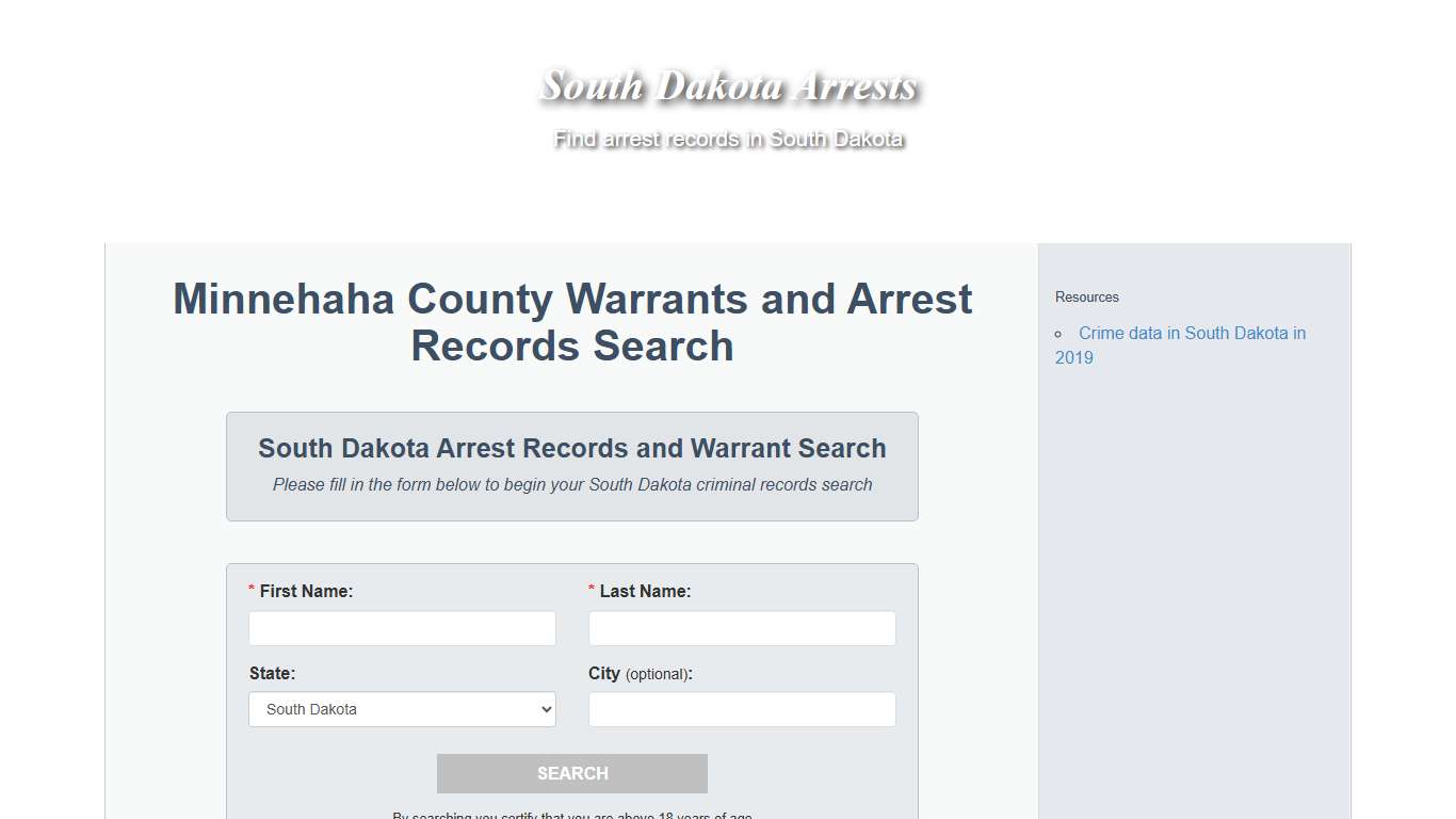Doing a warrant search in Minnehaha County, SD