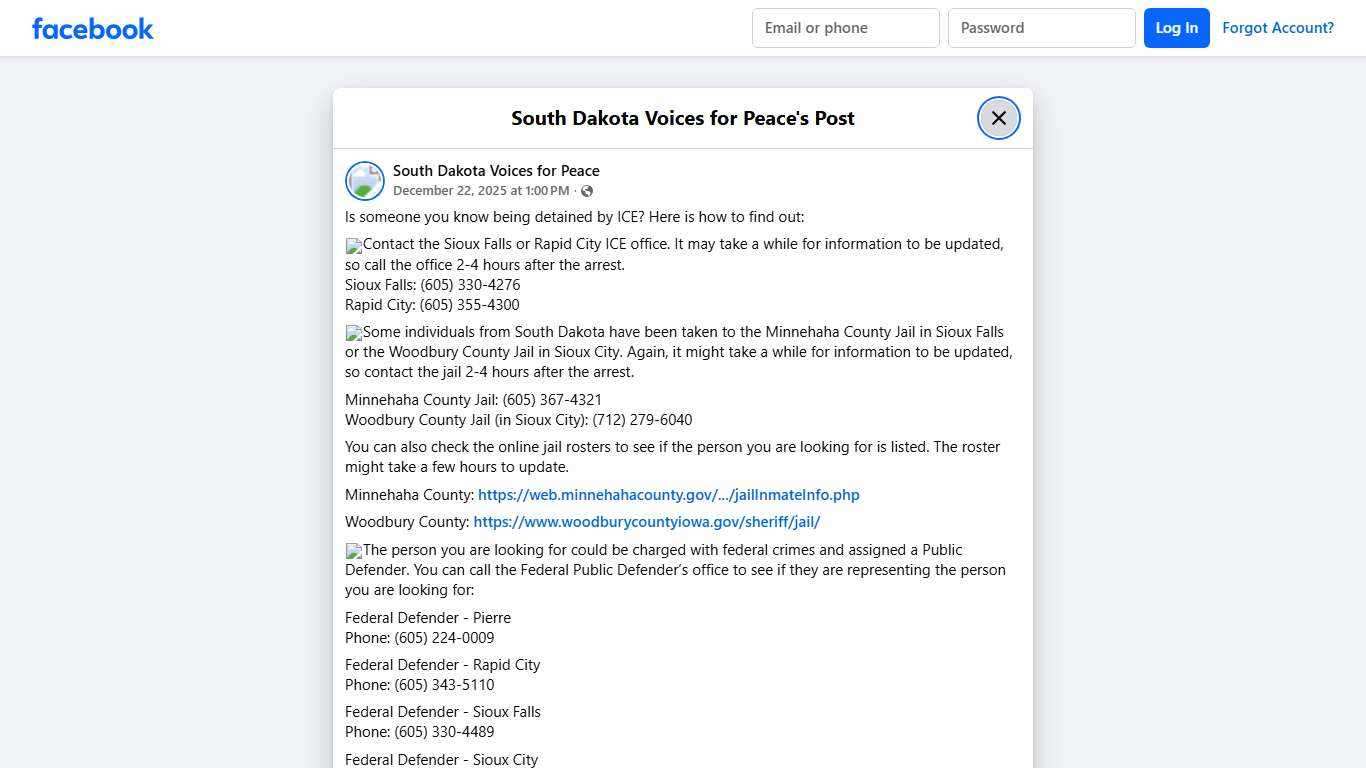 Is someone you know being... - South Dakota Voices for Peace | Facebook